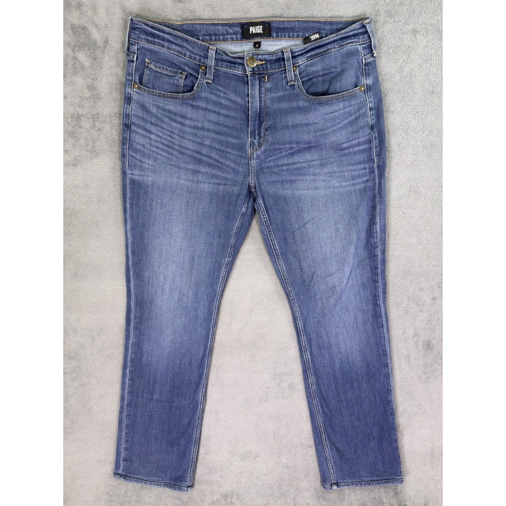 Paige Jeans Mens 35x30 Blue Federal Straight Medium Wash Denim Mid Rise Stretch